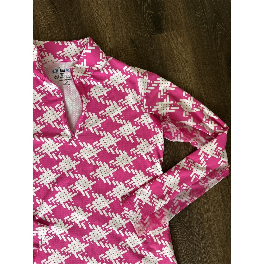 IBKUL Long Sleeve Mock Neck 1/4 Zip Golf Tennis Pickelball UPF Pink Small MINT